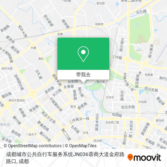 成都城市公共自行车服务系统JN036蓉商大道金府路路口地图