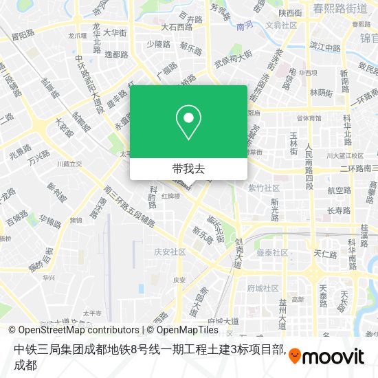 中铁三局集团成都地铁8号线一期工程土建3标项目部地图