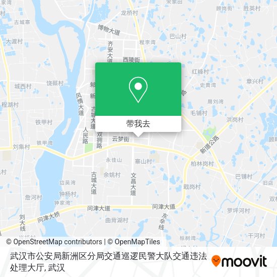 武汉市公安局新洲区分局交通巡逻民警大队交通违法处理大厅地图
