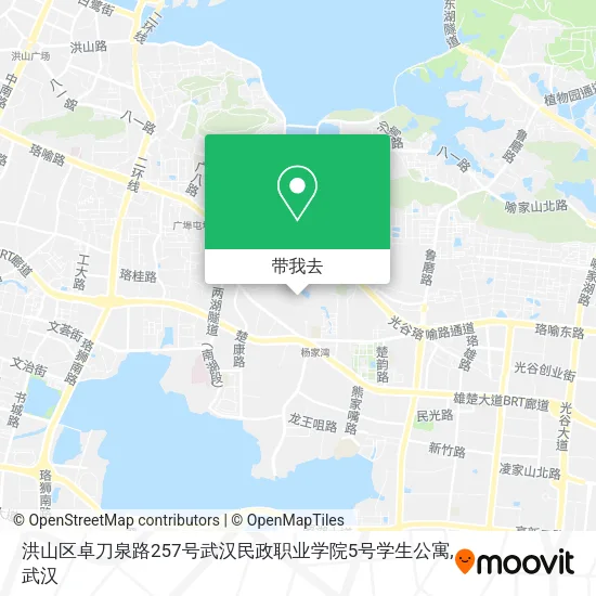 洪山区卓刀泉路257号武汉民政职业学院5号学生公寓地图