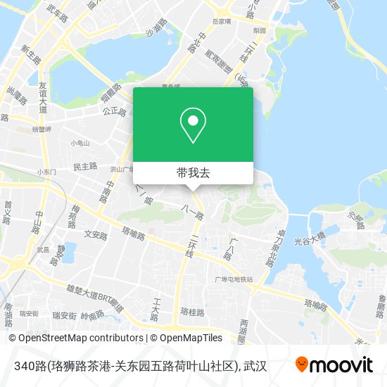 340路(珞狮路茶港-关东园五路荷叶山社区)地图