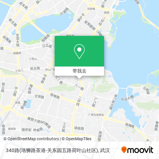 340路(珞狮路茶港-关东园五路荷叶山社区)地图