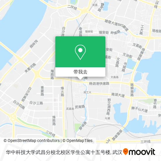 华中科技大学武昌分校北校区学生公寓十五号楼地图