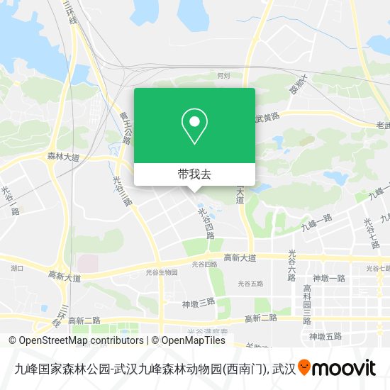 九峰国家森林公园-武汉九峰森林动物园(西南门)地图