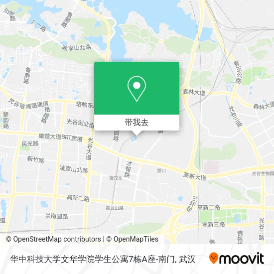 华中科技大学文华学院学生公寓7栋A座-南门地图