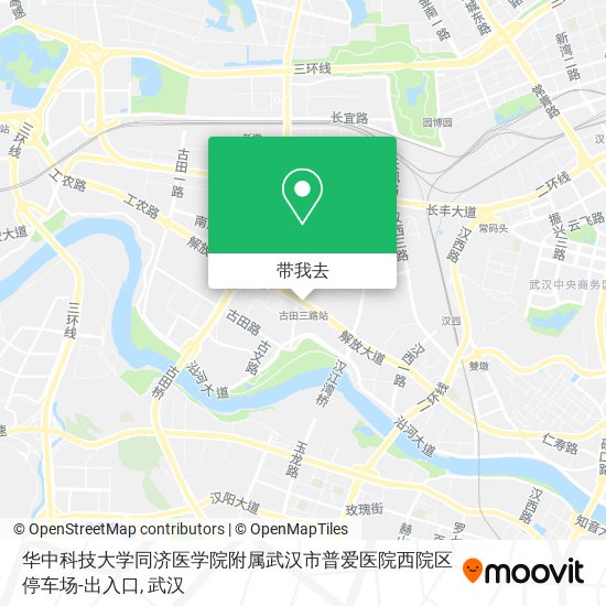 华中科技大学同济医学院附属武汉市普爱医院西院区停车场-出入口地图