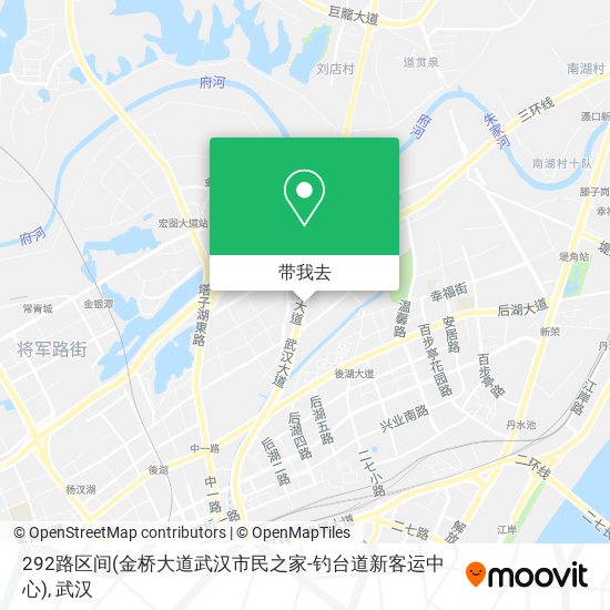 292路区间(金桥大道武汉市民之家-钓台道新客运中心)地图