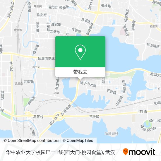 华中农业大学校园巴士1线(西大门-桃园食堂)地图