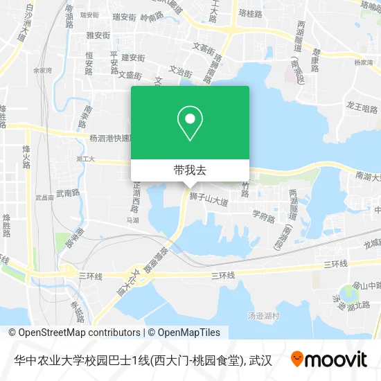 华中农业大学校园巴士1线(西大门-桃园食堂)地图