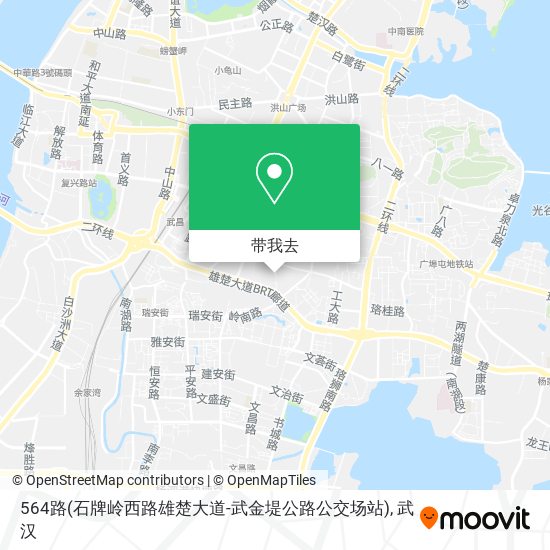 564路(石牌岭西路雄楚大道-武金堤公路公交场站)地图