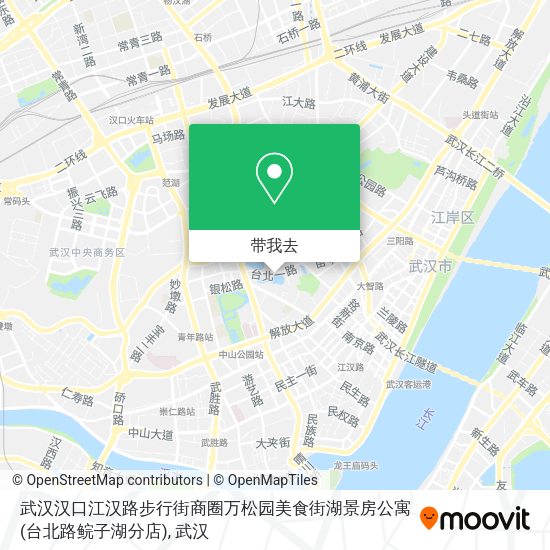 武汉汉口江汉路步行街商圈万松园美食街湖景房公寓(台北路鲩子湖分店)地图