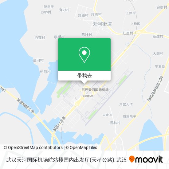 武汉天河国际机场航站楼国内出发厅(天孝公路)地图