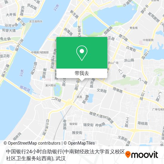 中国银行24小时自助银行(中南财经政法大学首义校区社区卫生服务站西南)地图