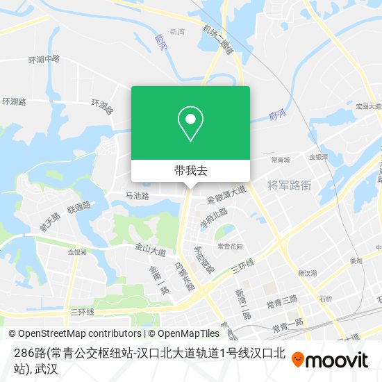 286路(常青公交枢纽站-汉口北大道轨道1号线汉口北站)地图