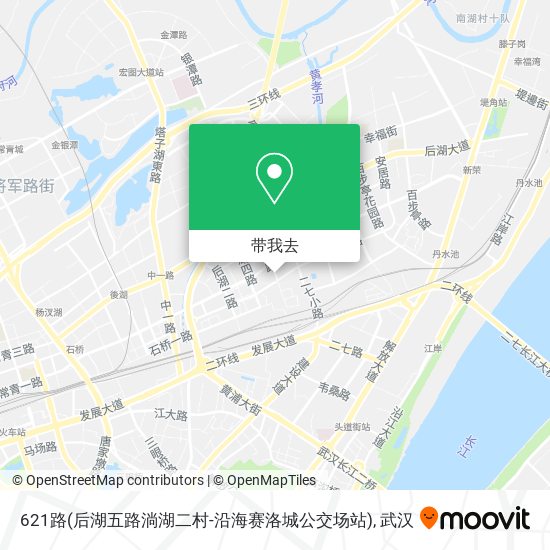 621路(后湖五路淌湖二村-沿海赛洛城公交场站)地图