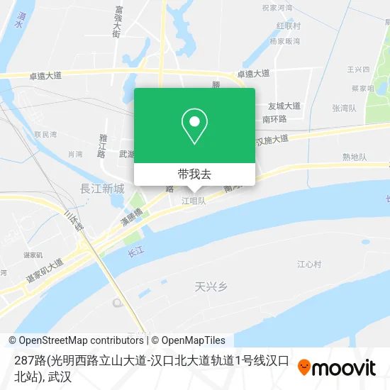 287路(光明西路立山大道-汉口北大道轨道1号线汉口北站)地图