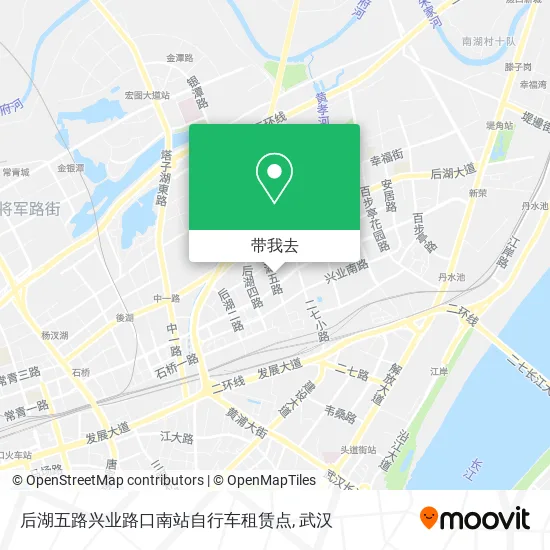 后湖五路兴业路口南站自行车租赁点地图