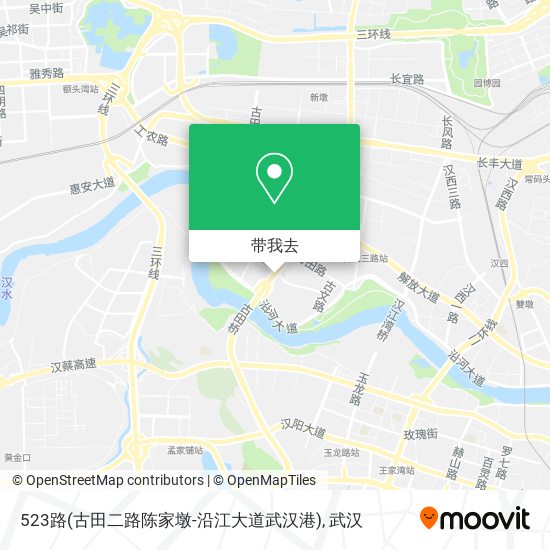 523路(古田二路陈家墩-沿江大道武汉港)地图