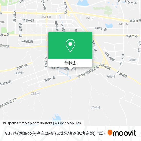 907路(豹澥公交停车场-新街城际铁路纸坊东站)地图