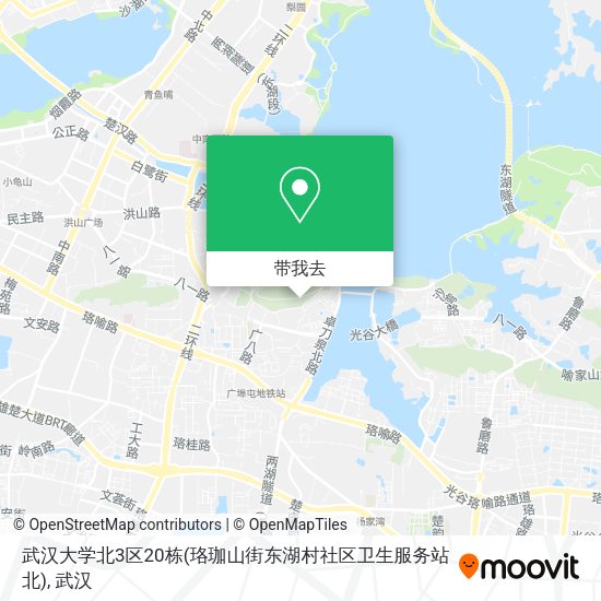 武汉大学北3区20栋(珞珈山街东湖村社区卫生服务站北)地图