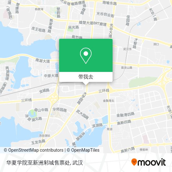 华夏学院至新洲邾城售票处地图