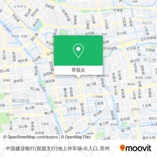中国建设银行(留园支行)地上停车场-出入口地图