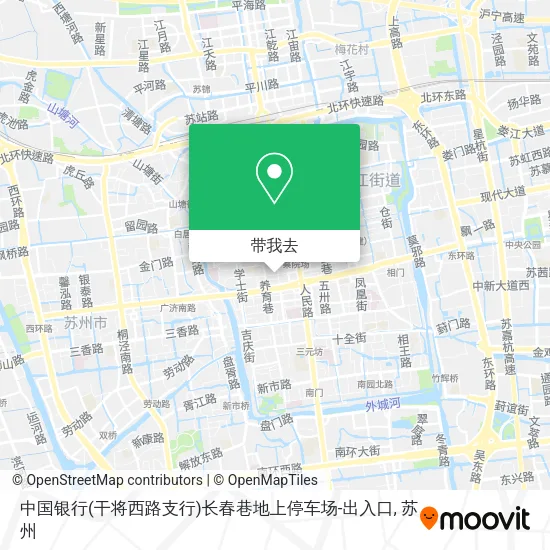 中国银行(干将西路支行)长春巷地上停车场-出入口地图