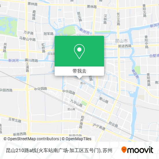 昆山210路a线(火车站南广场-加工区五号门)地图