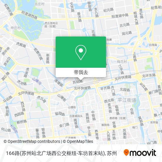 166路(苏州站北广场西公交枢纽-车坊首末站)地图