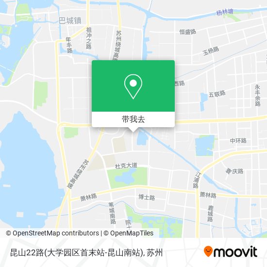 昆山22路(大学园区首末站-昆山南站)地图