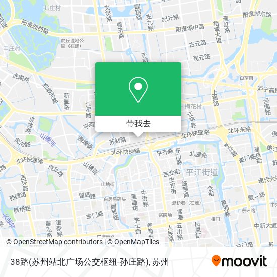 38路(苏州站北广场公交枢纽-孙庄路)地图