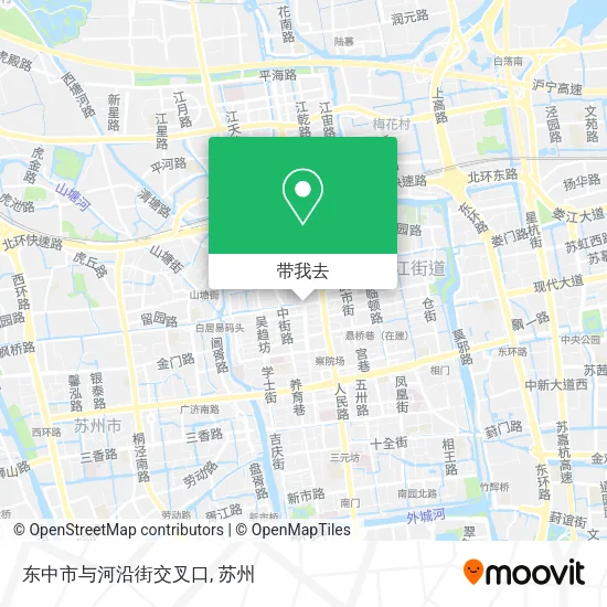 东中市与河沿街交叉口地图