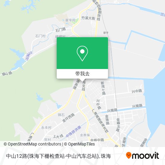 中山12路(珠海下栅检查站-中山汽车总站)地图