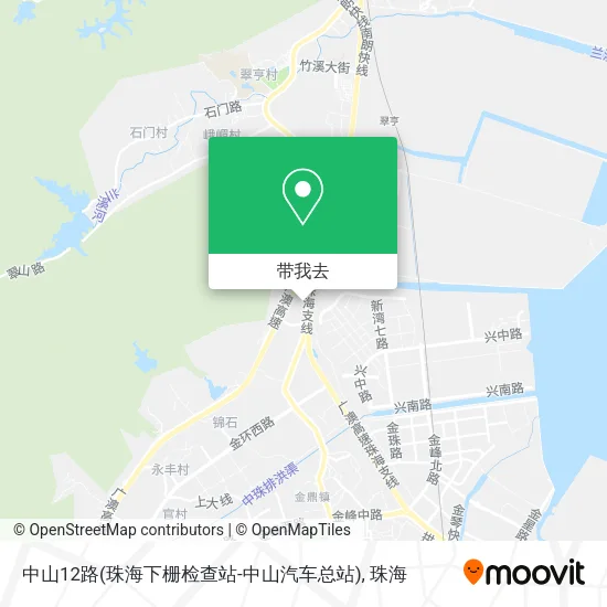 中山12路(珠海下栅检查站-中山汽车总站)地图