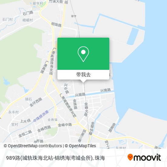 989路(城轨珠海北站-锦绣海湾城会所)地图