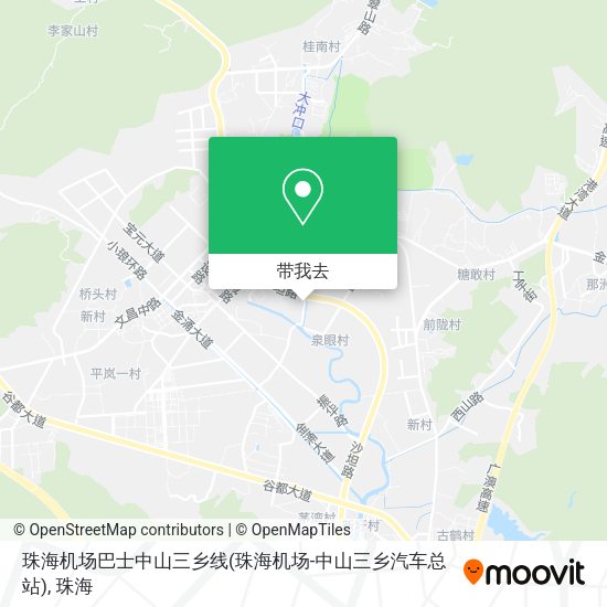 珠海机场巴士中山三乡线(珠海机场-中山三乡汽车总站)地图