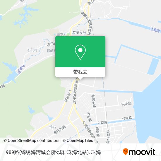 989路(锦绣海湾城会所-城轨珠海北站)地图