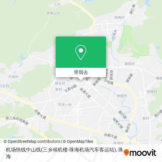 机场快线中山线(三乡候机楼-珠海机场汽车客运站)地图