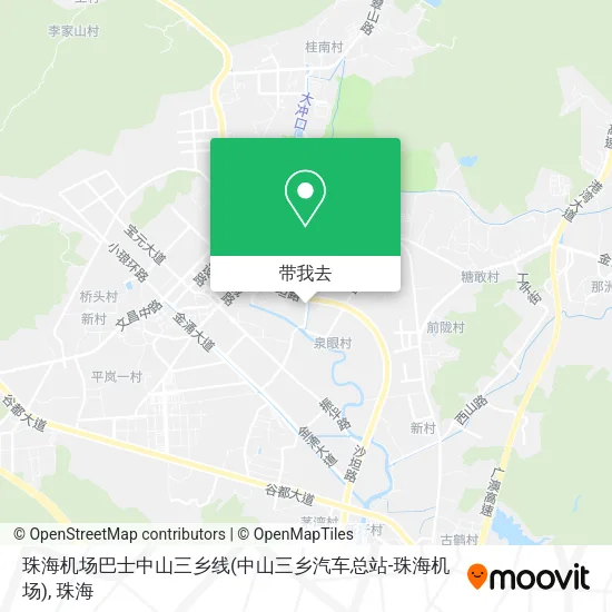 珠海机场巴士中山三乡线(中山三乡汽车总站-珠海机场)地图