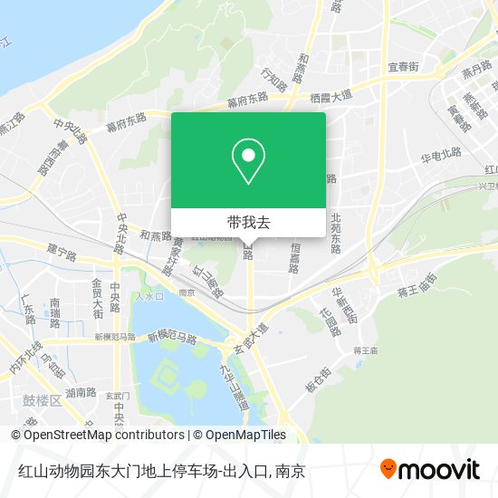 红山动物园东大门地上停车场-出入口地图