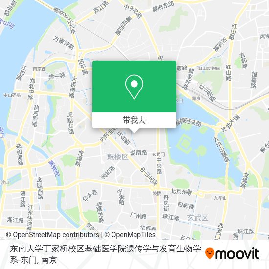 东南大学丁家桥校区基础医学院遗传学与发育生物学系-东门地图