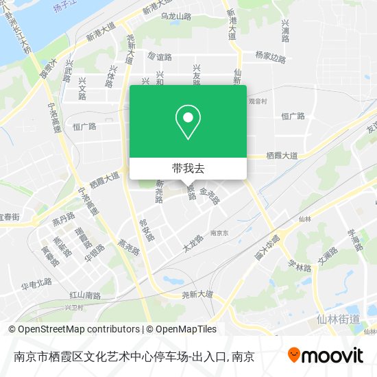 南京市栖霞区文化艺术中心停车场-出入口地图