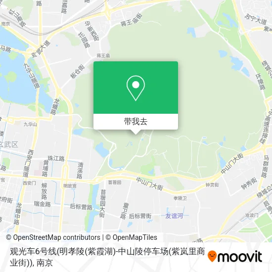 观光车6号线(明孝陵(紫霞湖)-中山陵停车场(紫岚里商业街))地图