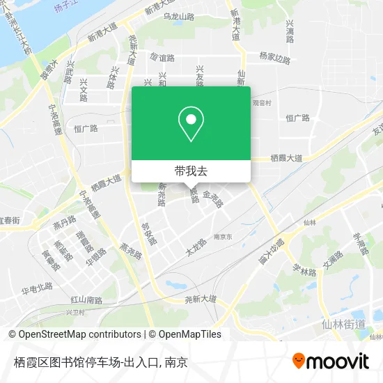 栖霞区图书馆停车场-出入口地图