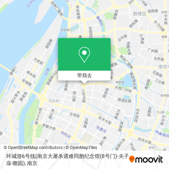 环城游6号线(南京大屠杀遇难同胞纪念馆(8号门)-夫子庙·瞻园)地图