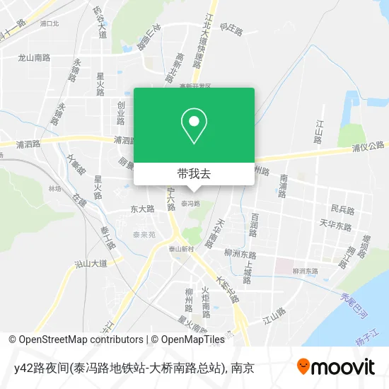 y42路夜间(泰冯路地铁站-大桥南路总站)地图