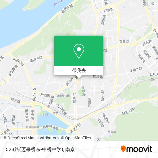 523路(迈皋桥东-中桥中学)地图