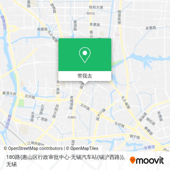 180路(惠山区行政审批中心-无锡汽车站(锡沪西路))地图