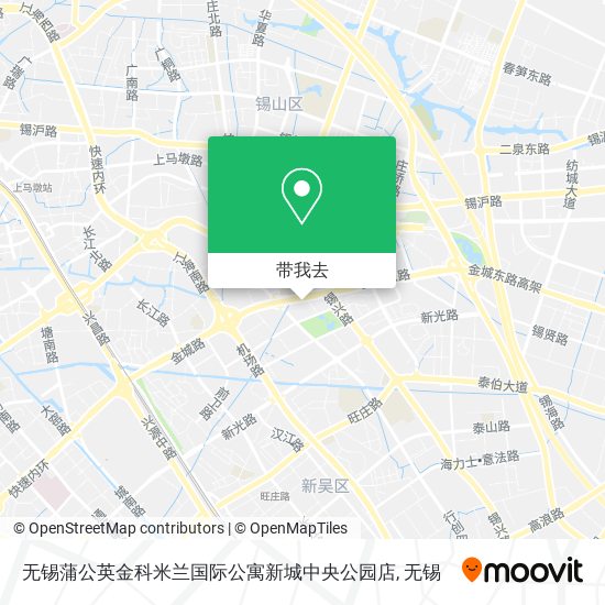 无锡蒲公英金科米兰国际公寓新城中央公园店地图