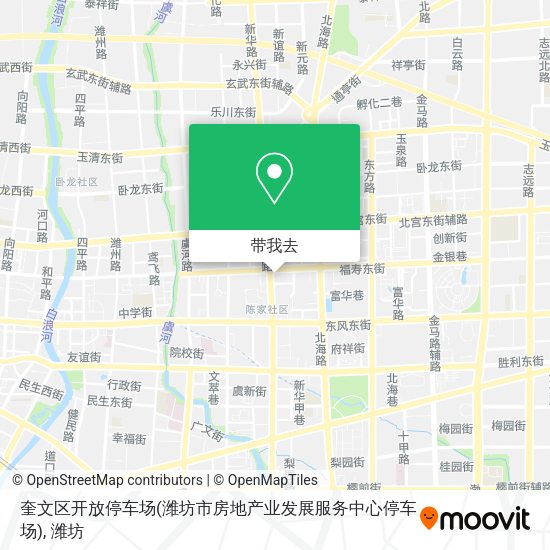 奎文区开放停车场(潍坊市房地产业发展服务中心停车场)地图
